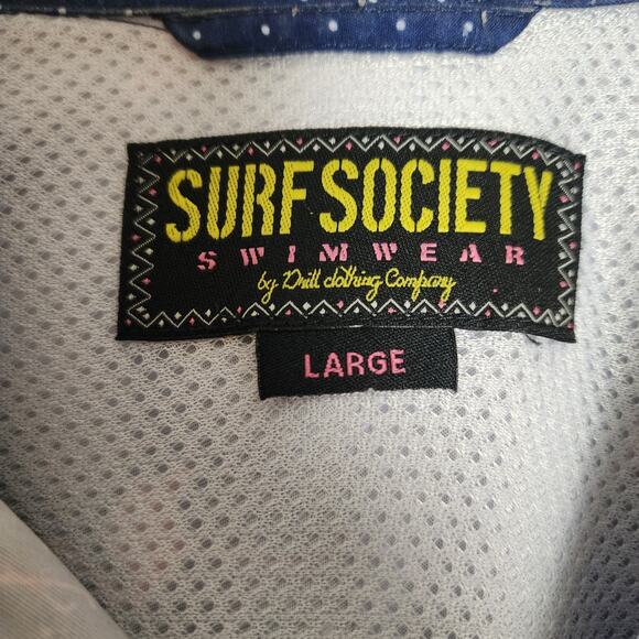 Surf Society Mens Short Sleeve Button Shirt Sz.L/Flamingo Print/Blue/Swim Wear - Picture 3 of 7